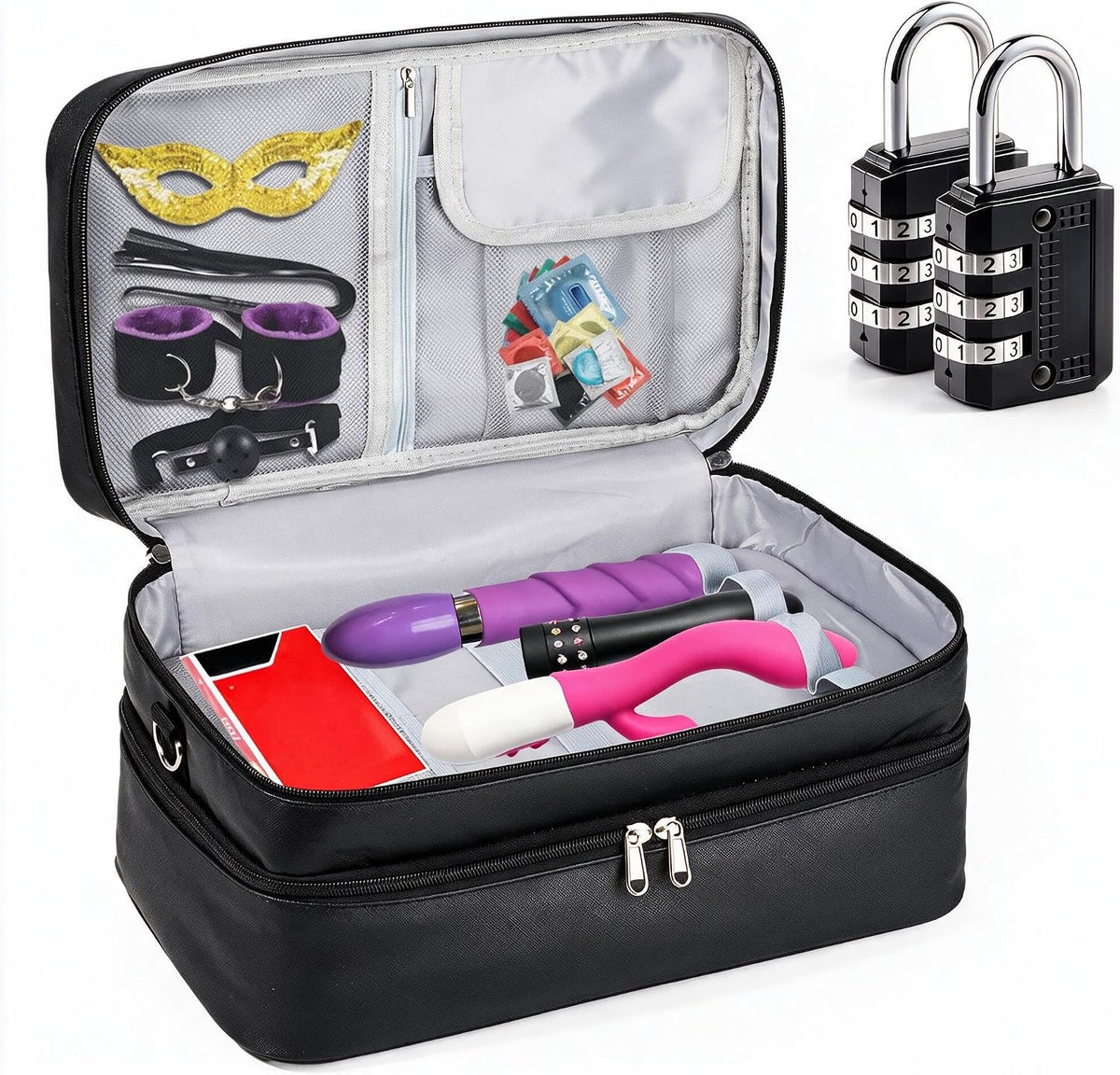 Bolsa de almacenamiento de juguetes sexuales con cerradura, organiz...