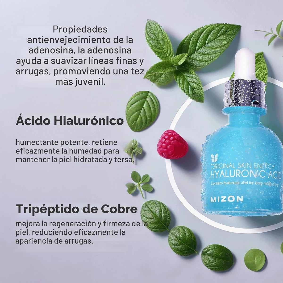 MIZON Suero potenciador de péptidos veganos 7 + ácido hialurónico 100