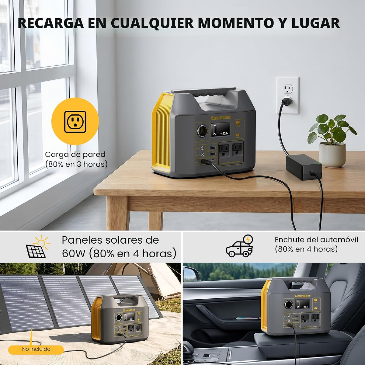 EnginStar generador solar portátil 296Wh, central eléctrica pura de...