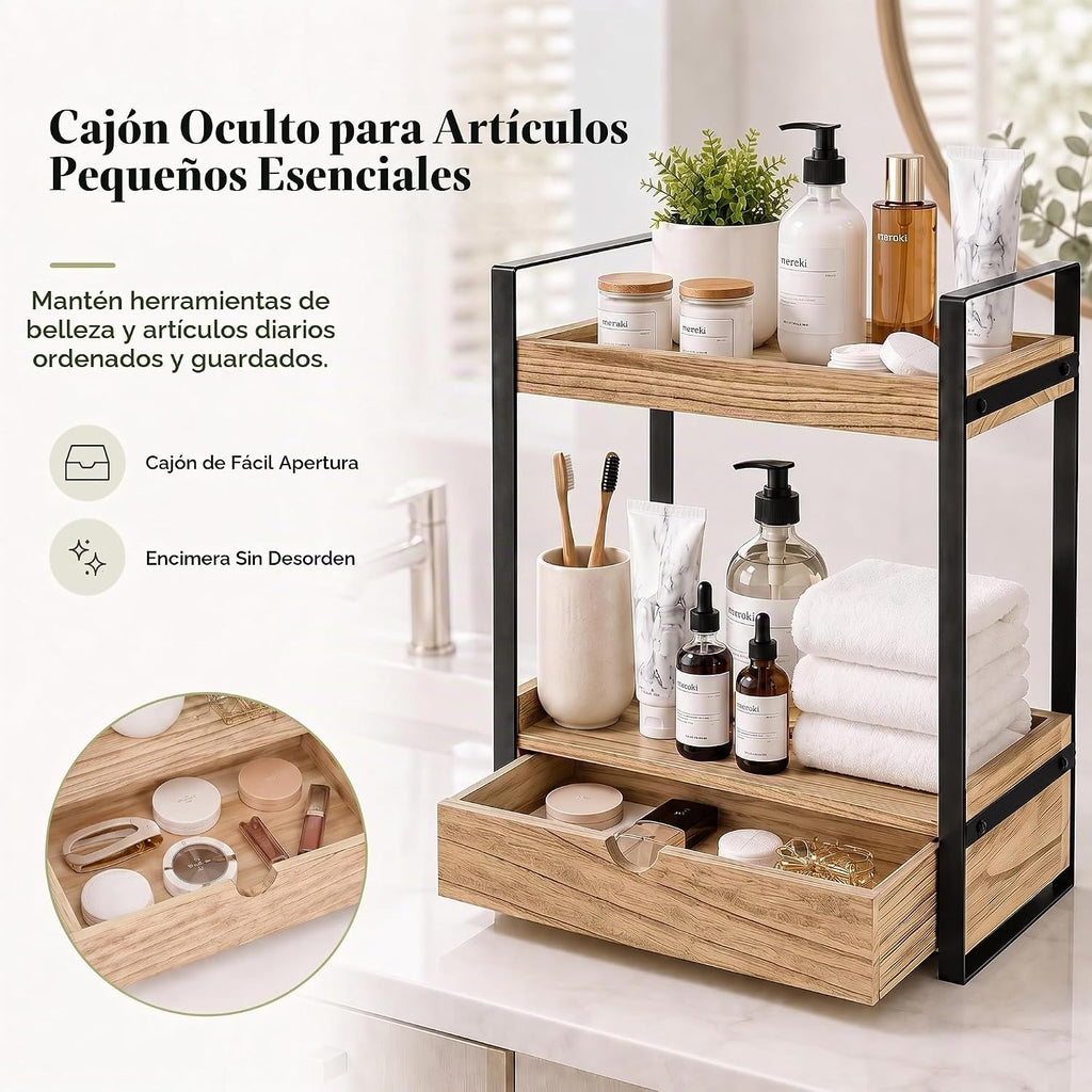 Ukonvi Organizador de Baño de 2 Niveles para Encimera con Cajón, Es...