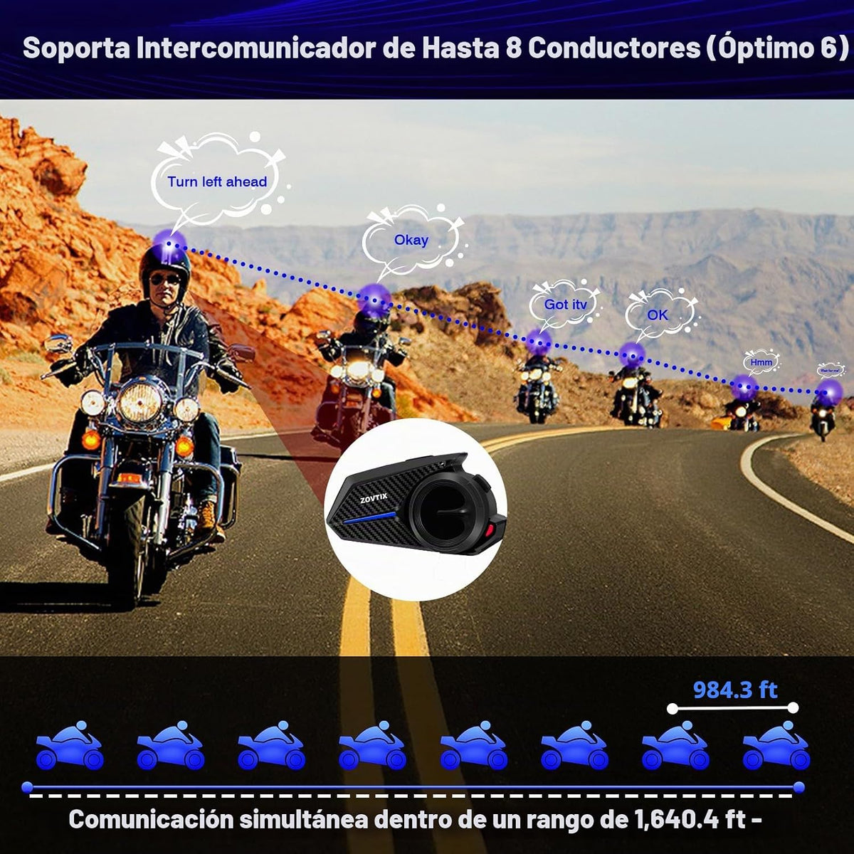 ZOVTIX Auriculares para casco de motocicleta, sistema de comunicaci...