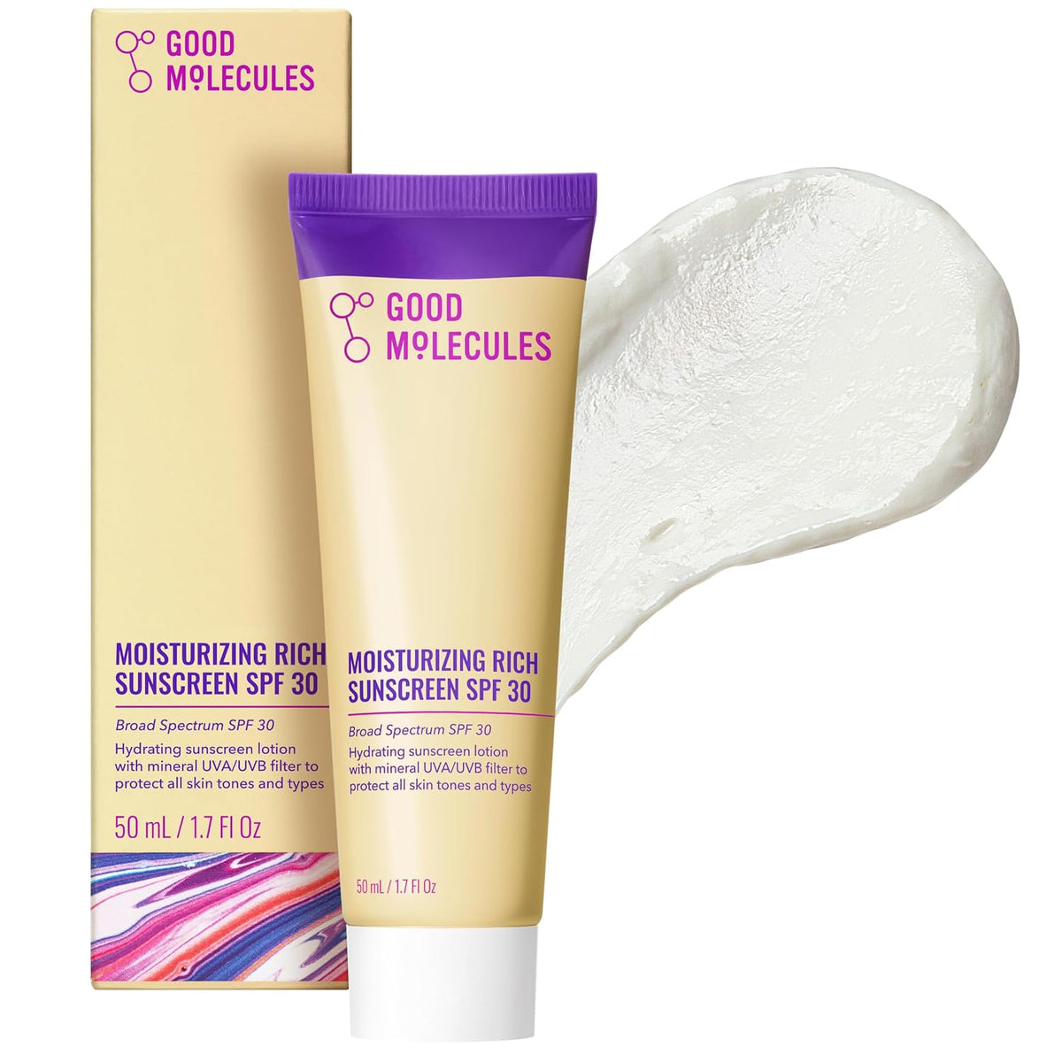 Good Molecules - Protector solar hidratante facial rico de amplio e...