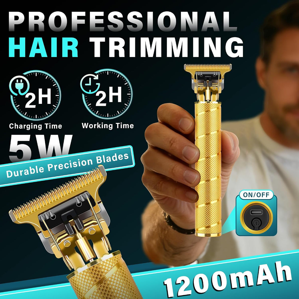 Cortapelos para hombres con pantalla LED, kit de aseo inalámbrico d...