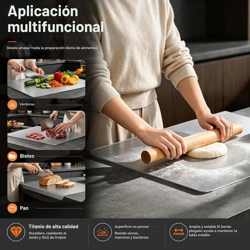 Tablas de cortar de titanio para cocina, no tóxicas de titanio puro...