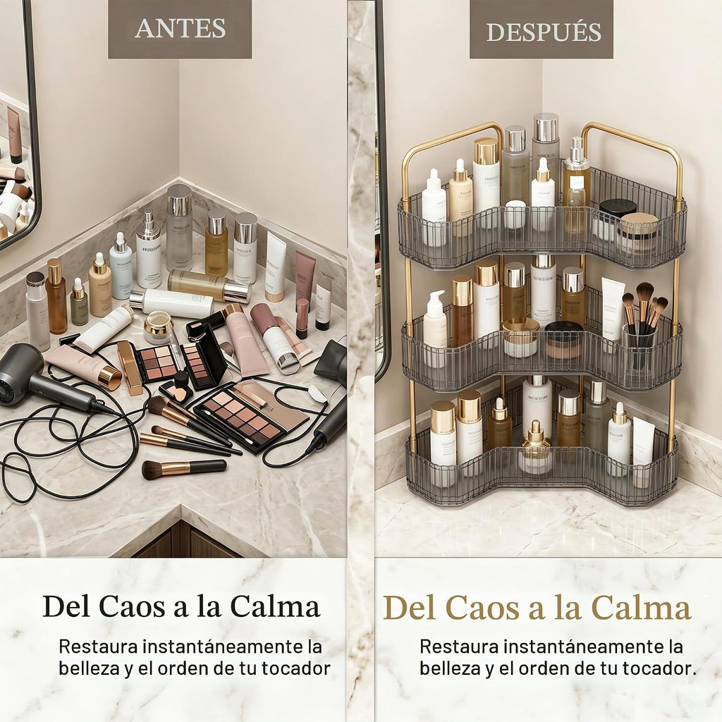 Organizador de baño esquinero de 3 niveles, estante para mostrador...