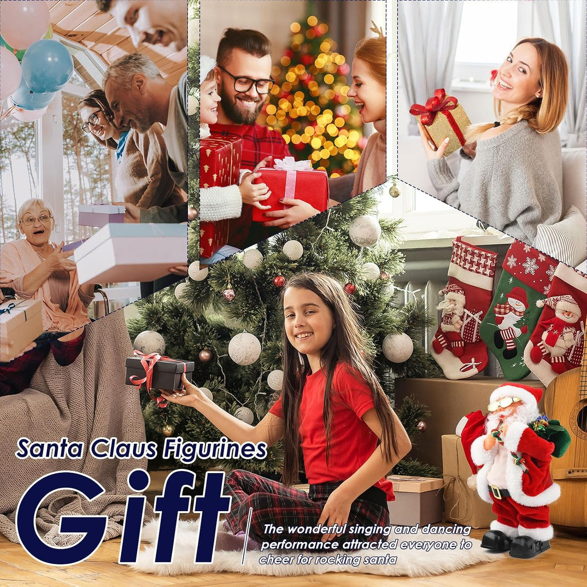 Muñeco de Papá Noel eléctrico Gfilay con barriga y pies que se muev...