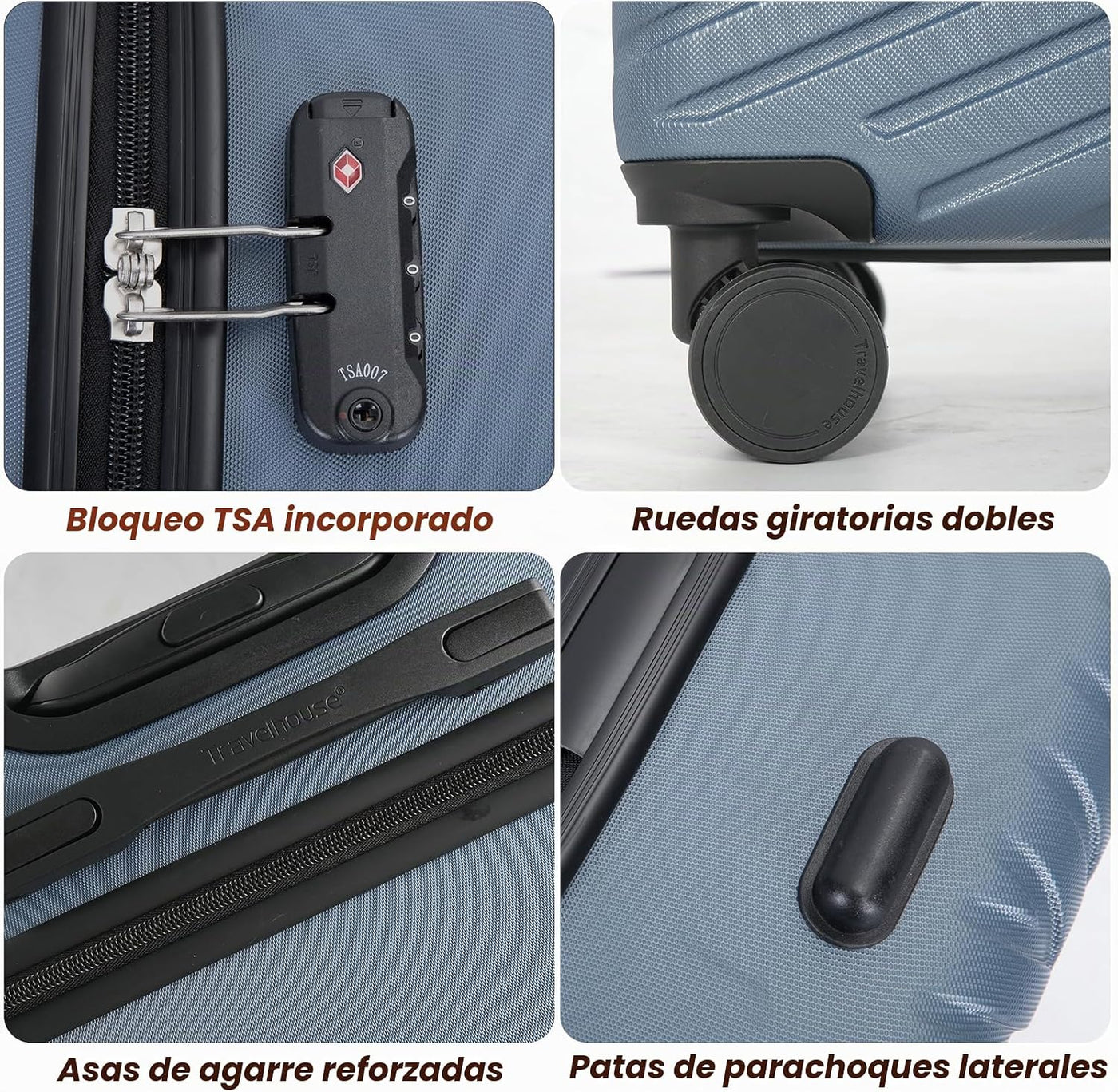 Travelhouse Juego de equipaje, maletas rígidas expandibles de 24 pu...