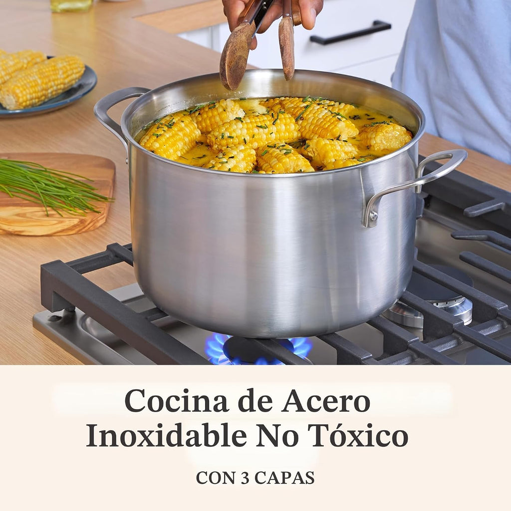 Calphalon Juego de utensilios de cocina de acero inoxidable cepilla...