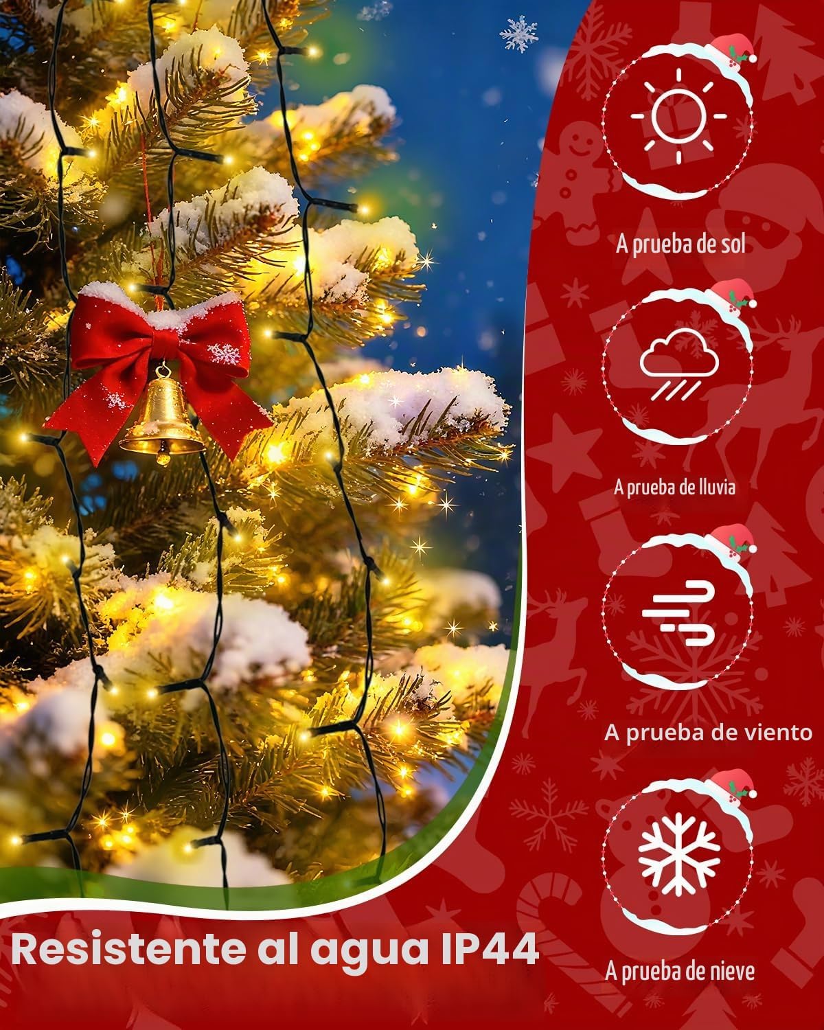 Luces de árbol de Navidad para interiores con control de voz y cont...