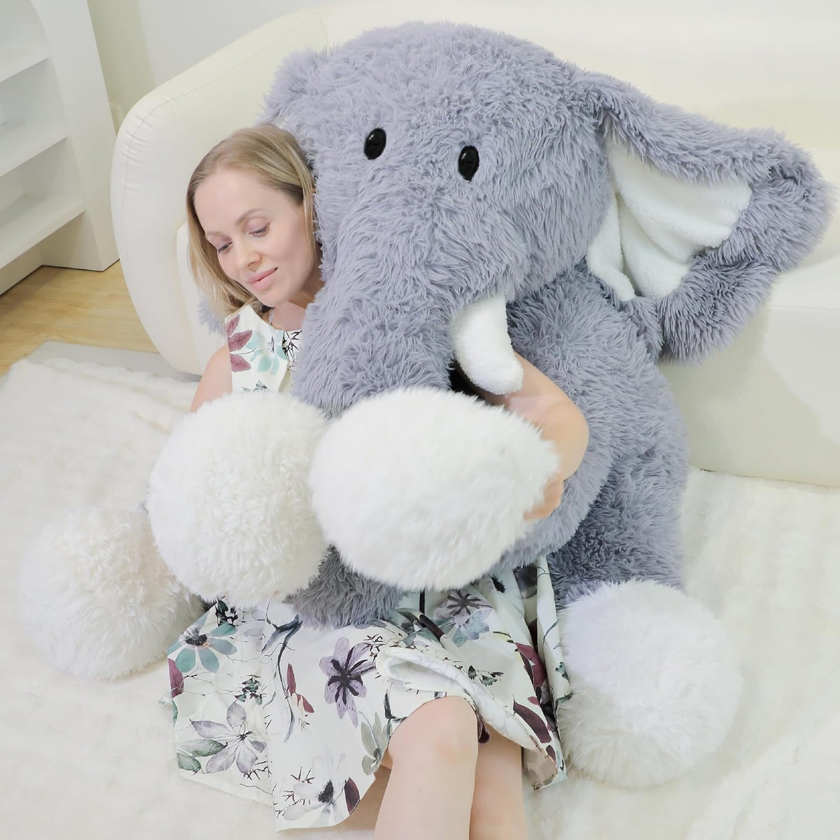 Jrystar Animales de peluche de elefante gigante, juguetes de peluch...