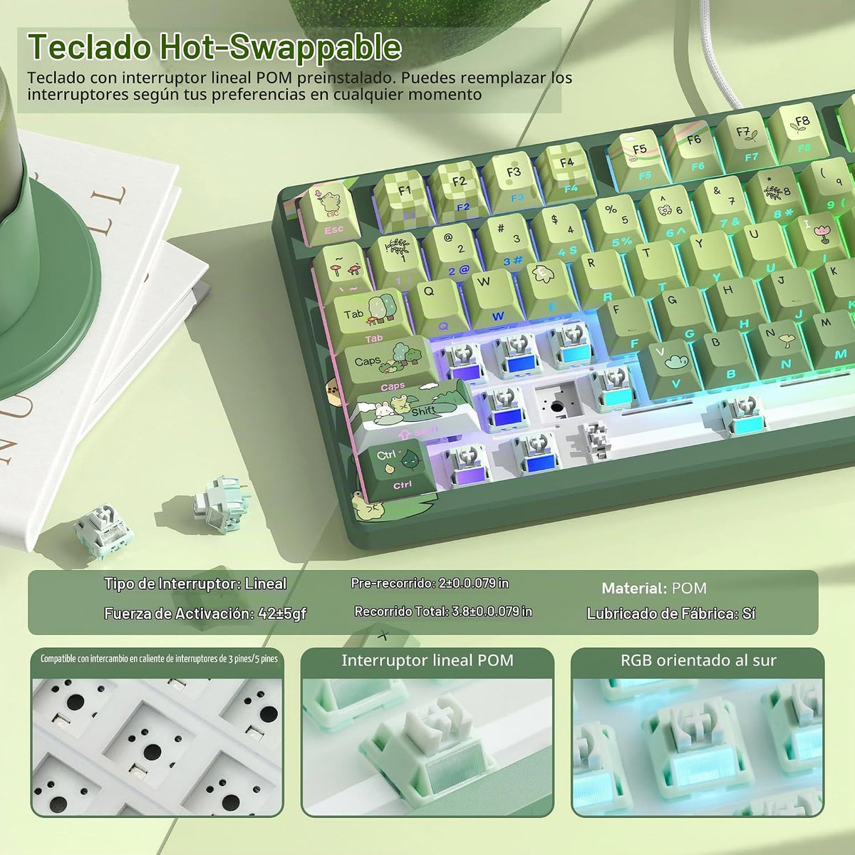 Womier Teclado SK80 el 75% con el teclado mecánico de la exhibición...