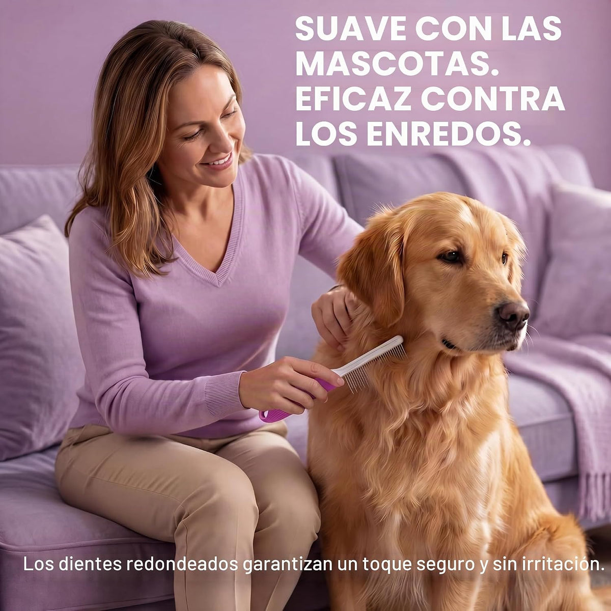 Poodle Pet - Peine desenredante para mascotas con dientes largos y...