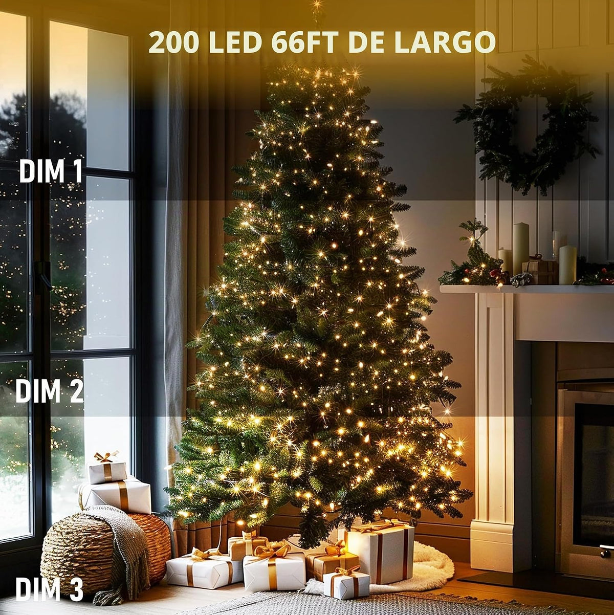 TW SHINE Luces de Navidad que cambian de color, 66 pies, 200 LED bl...