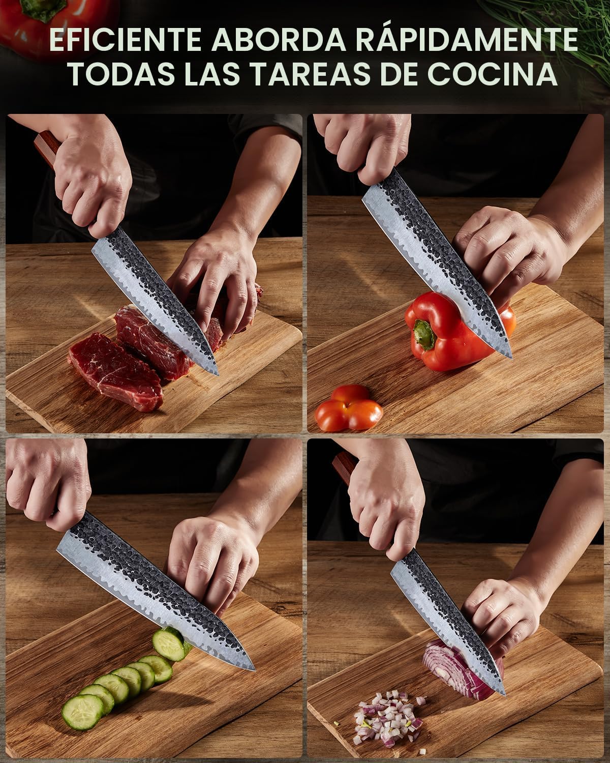 FAMCÜTE Cuchillo japonés de 8 pulgadas, cuchillo de chef afilado fo...