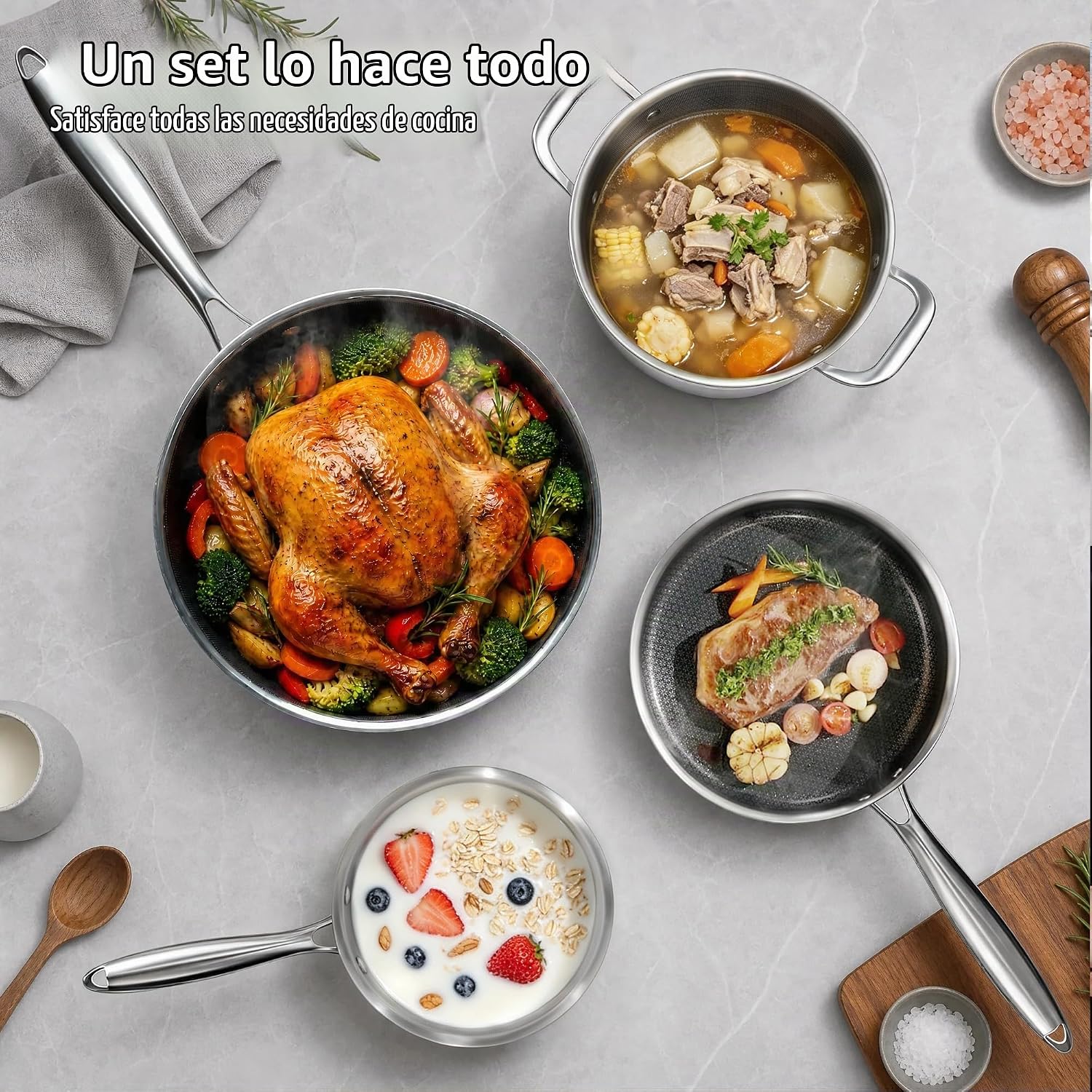 COOKER KING Juego de 7 piezas de utensilios de cocina de acero inox...