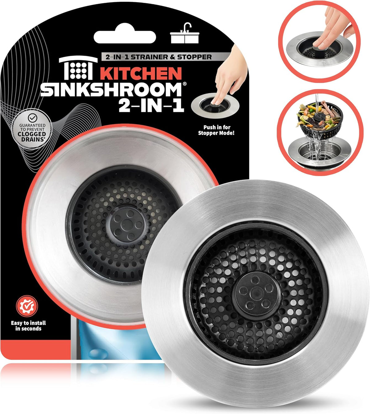 SinkShroom Colador de drenaje para fregadero de cocina, tapón de fr...