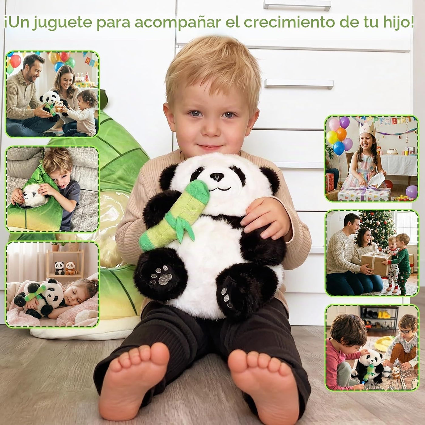 OUOZZZ Animales de peluche de panda con 3 bebés dentro del oso pand...
