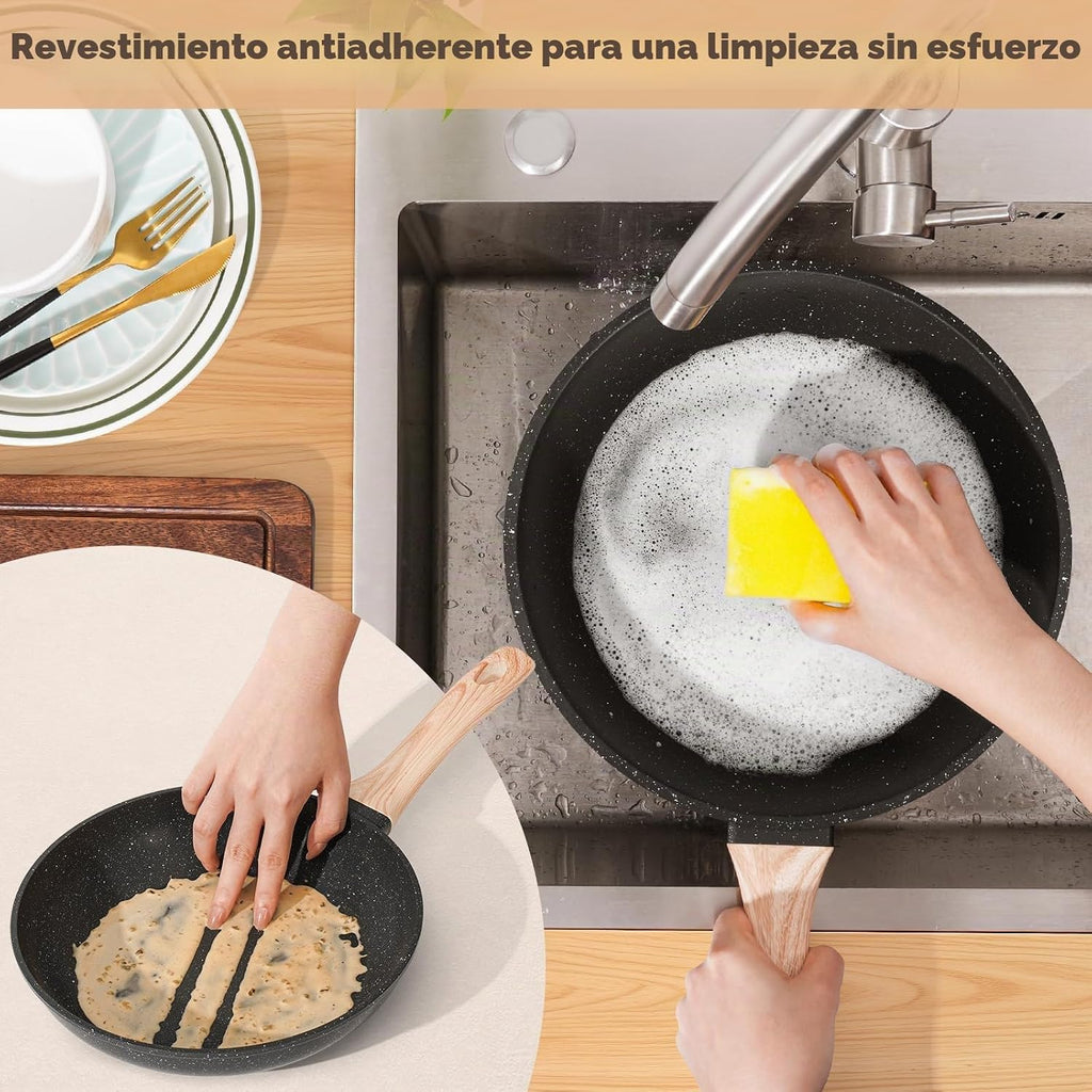 SODAY Juego de ollas y sartenes antiadherentes, 13 piezas de utensi...