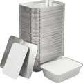 Julpvom Paquete de 100 bandejas de aluminio con tapas, recipientes...