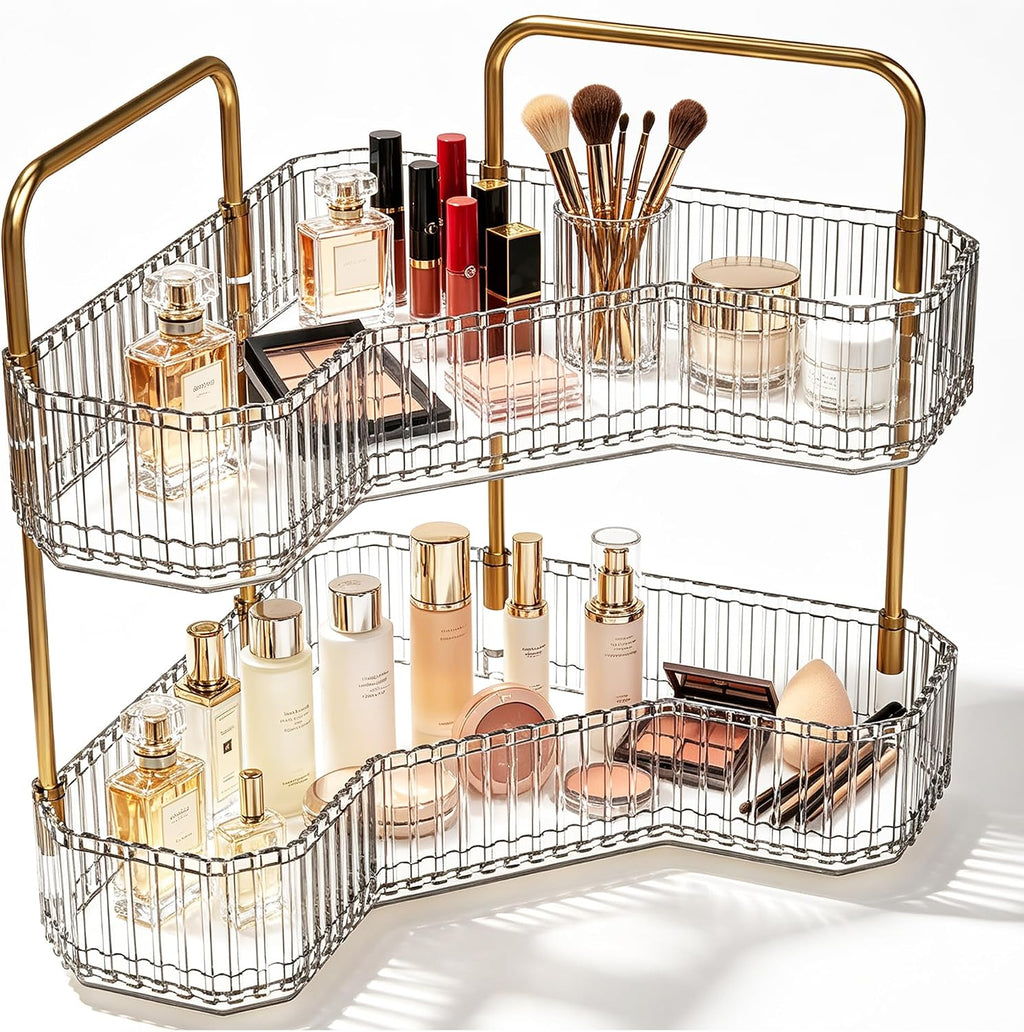 Organizador de baño esquinero de 2 niveles, estante para mostrador...