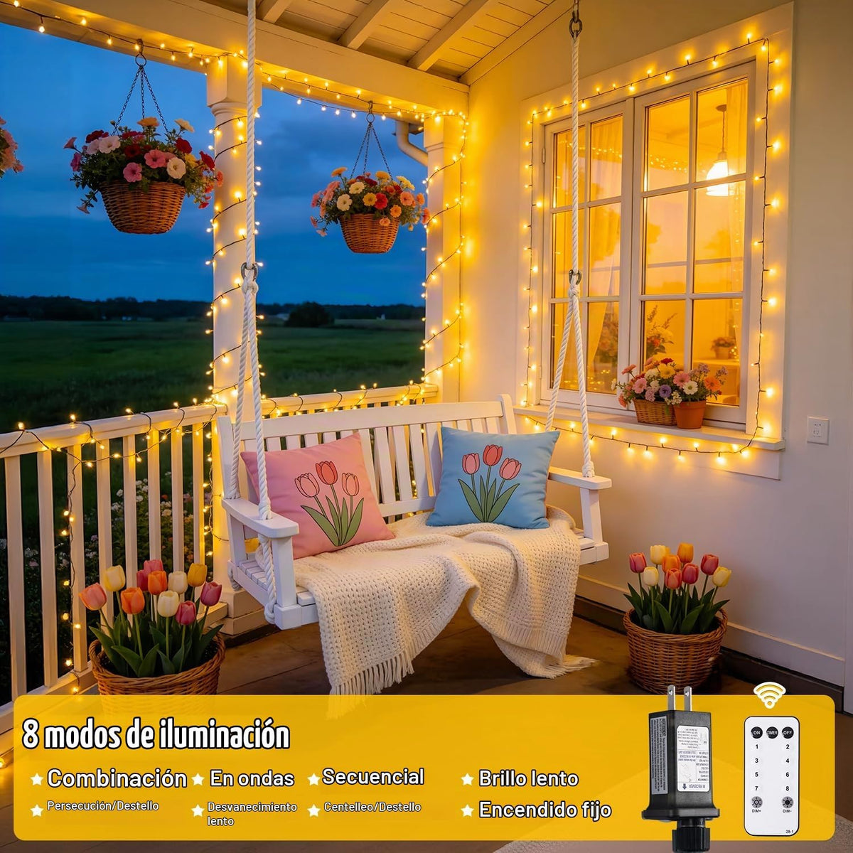 JMEXSUSS - 1000 luces LED de Navidad de 328 pies, tira de luces enc...