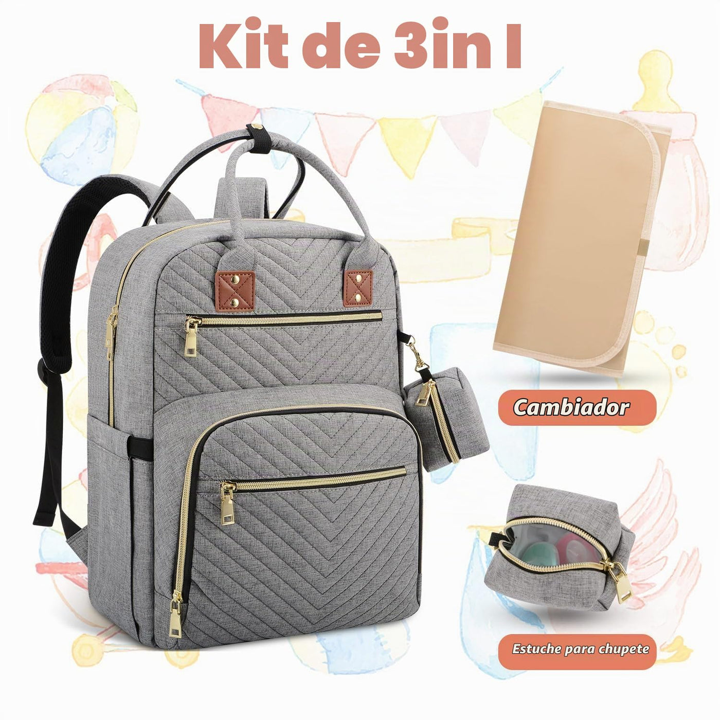 Tenot Mochila para pañales de bebé, bolsas de pañales de viaje para...
