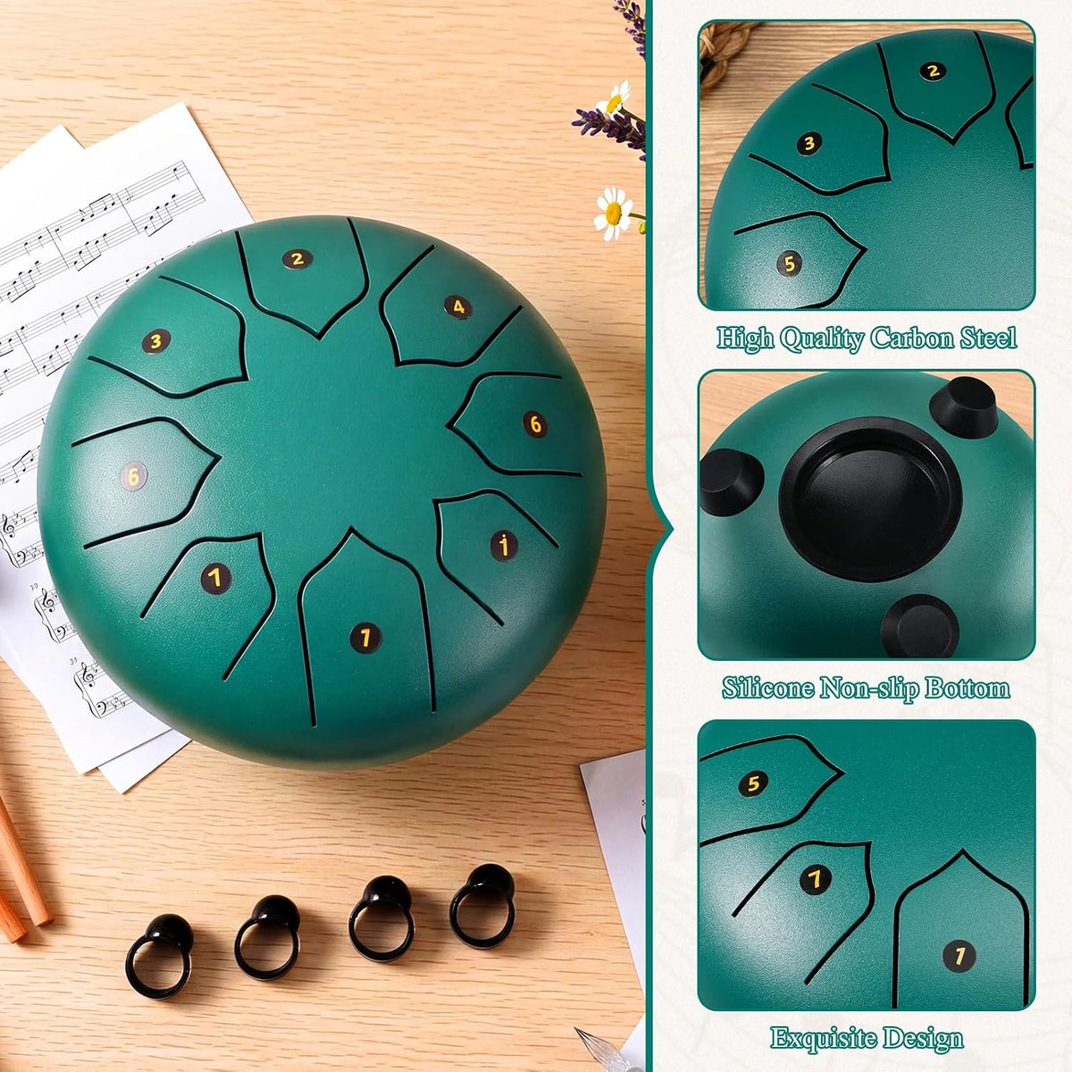 Resholder Rain Drum para piano de pulgar Kalimba de jardín exterior...