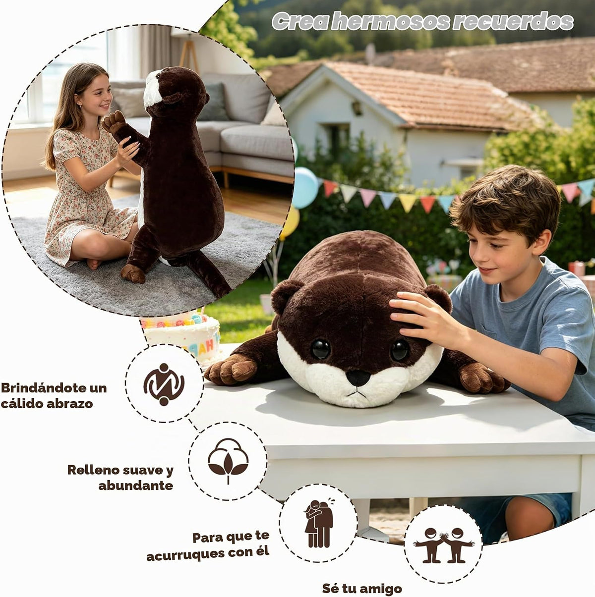 ZBLX Nutria gigante de peluche, animal de peluche grande de 34 pulg...