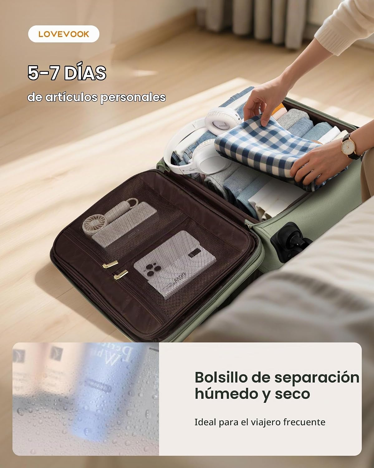 LOVEVOOK Equipaje de mano de 22 x 14 x 9 aprobado por aerolínea, ma...