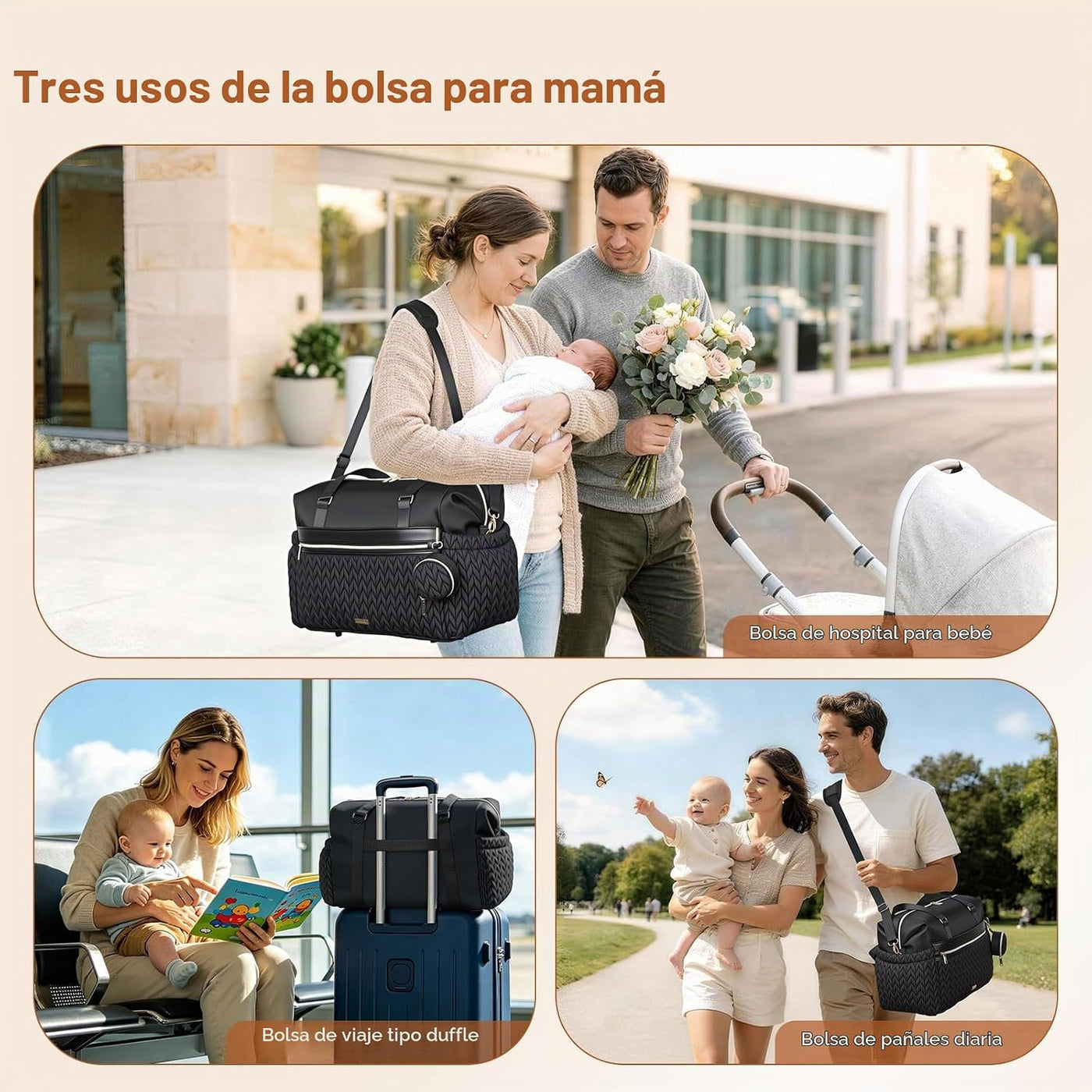 Lekesky Bolsa de pañales, bolsas de pañales grandes impermeables, b...