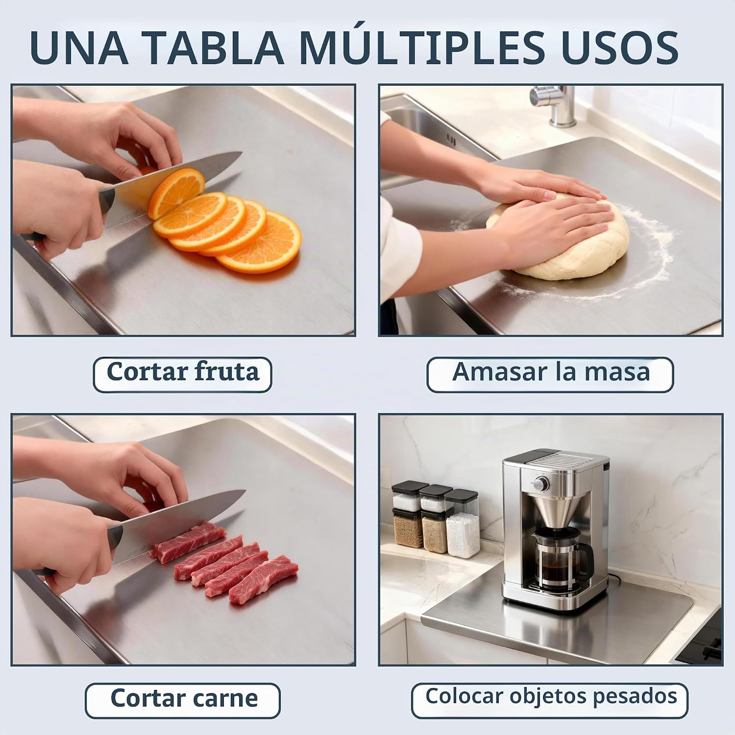 Tablas de cortar de acero inoxidable 304 para cocina, tabla de prep...