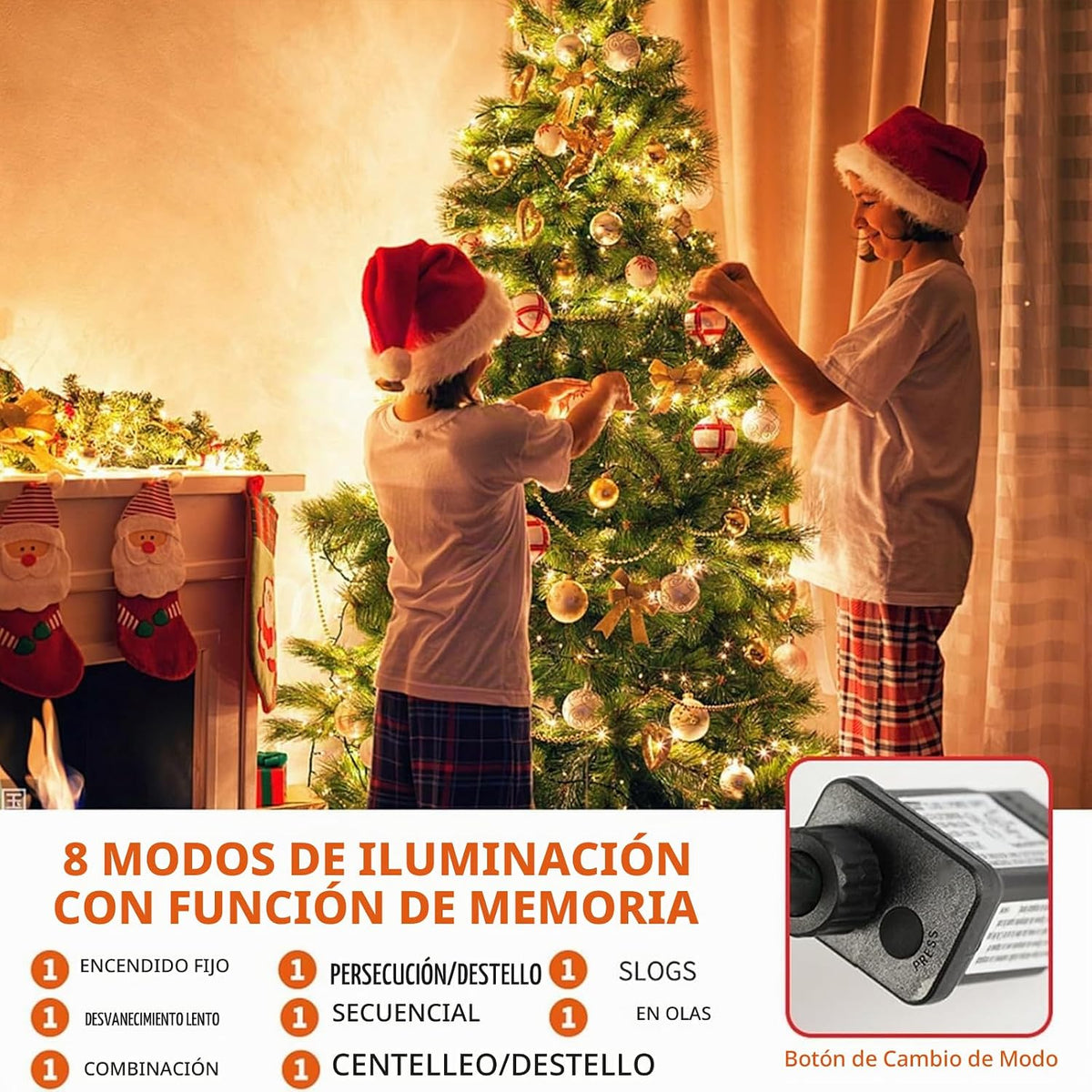 MZD8391 300 luces LED de Navidad de 105 pies, para interiores y ext...