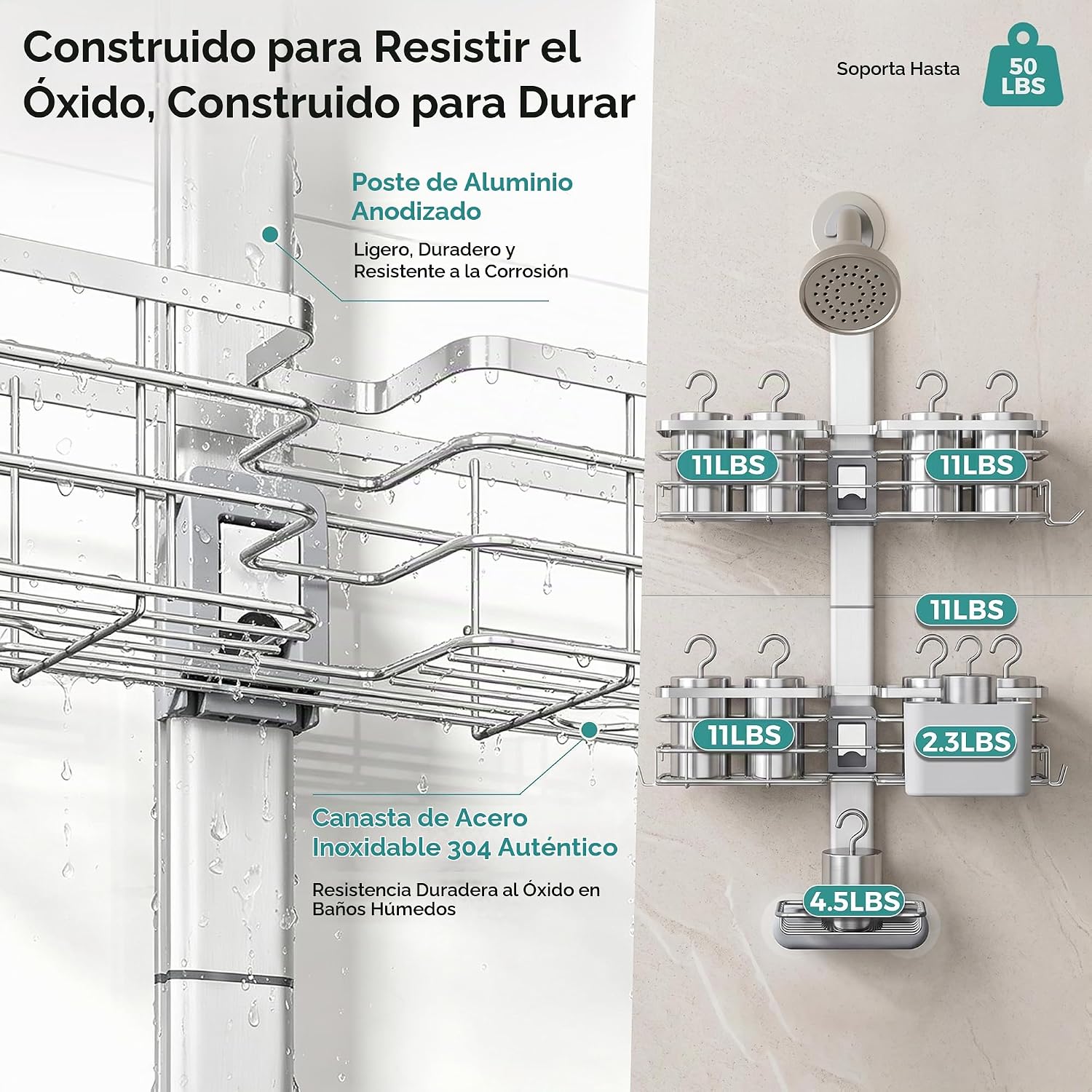 Carrito de ducha ajustable que cuelga sobre el cabezal de ducha, es...