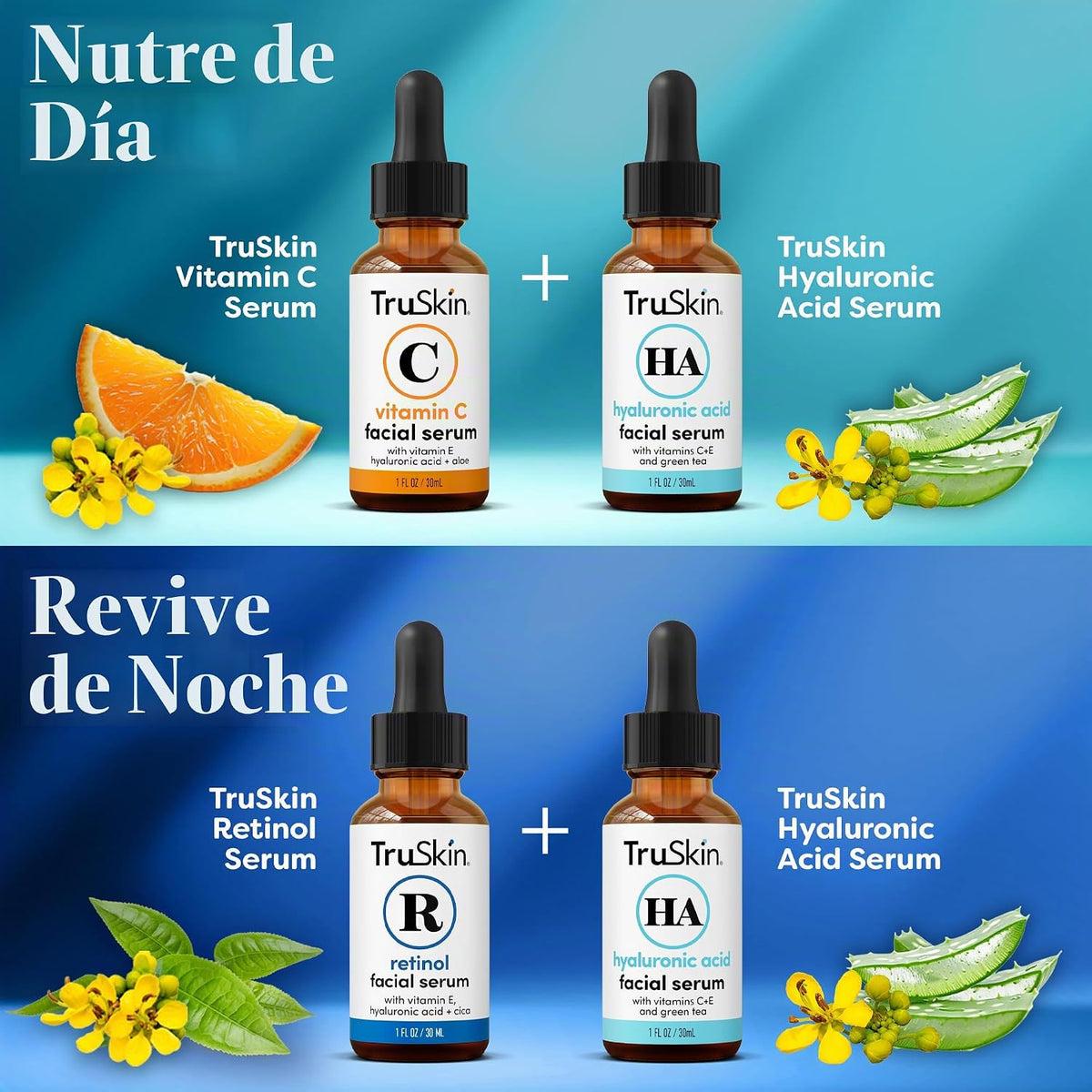 TruSkin Serum Trio con vitamina C, retinol y ácido hialurónico, 1 f...