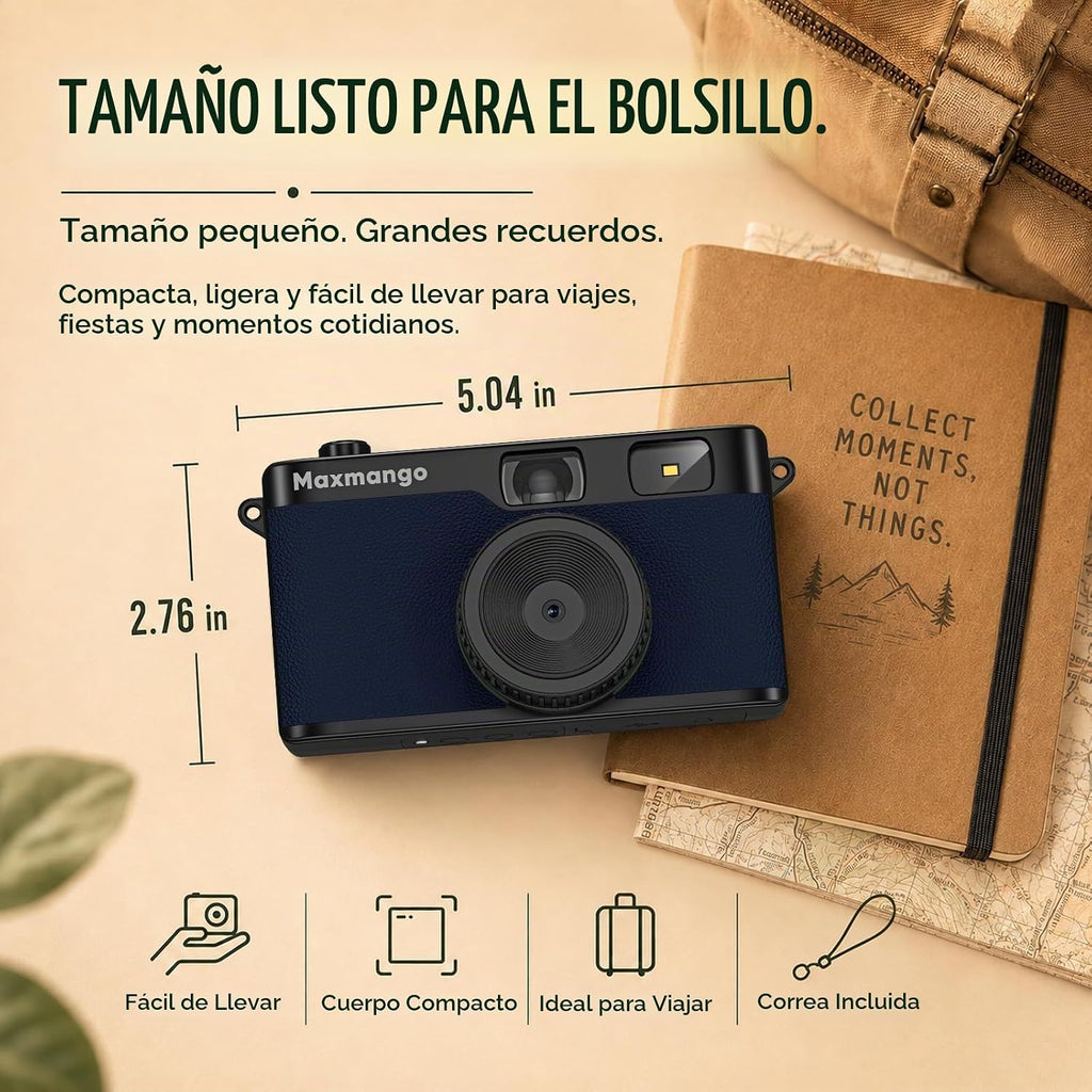 Maxmango Cámara digital vintage D53 - Cámara digital retro de 12 MP...