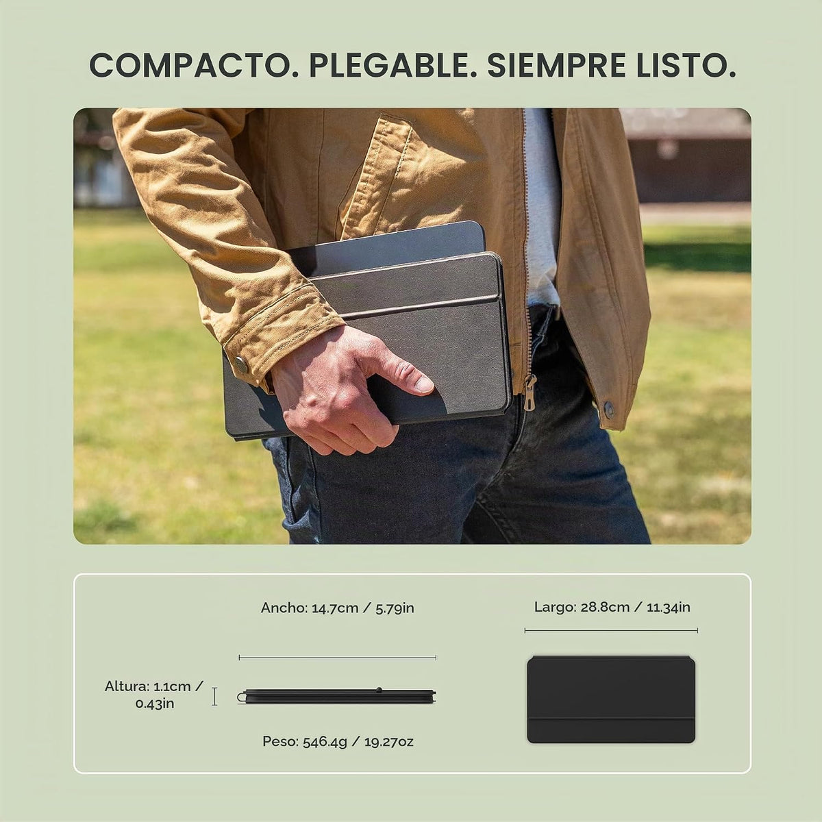 Satechi OntheGo - Teclado Bluetooth con soporte ajustable, conecta...