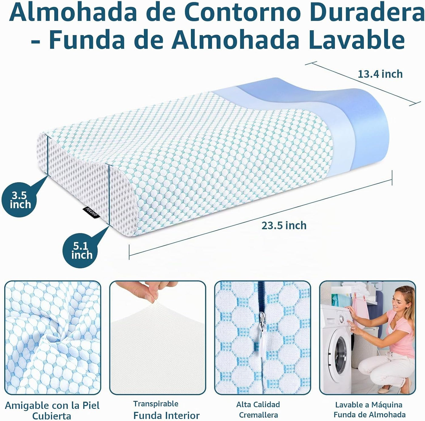 Almohadas de Espuma Viscoelástica Almohada para el Cuello para Aliv...