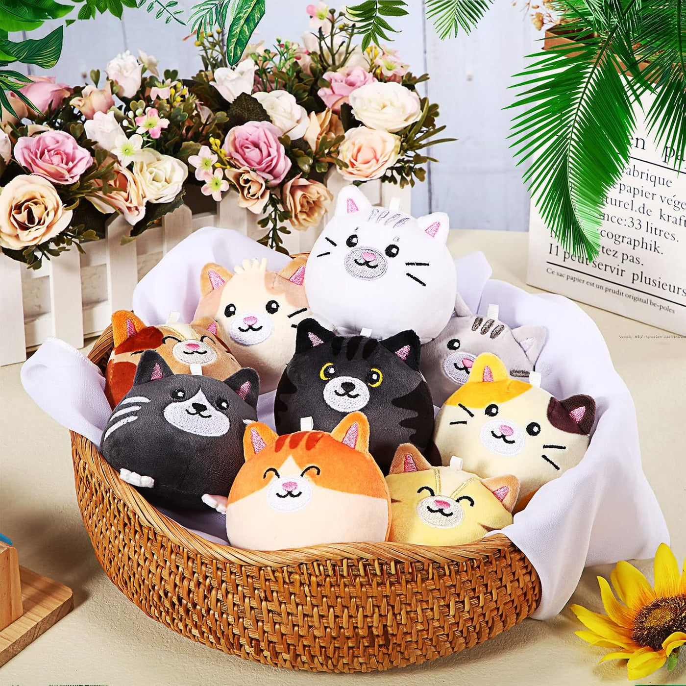 Libima 9 piezas mini llaveros de animales de peluche de 3.15 pulgad...