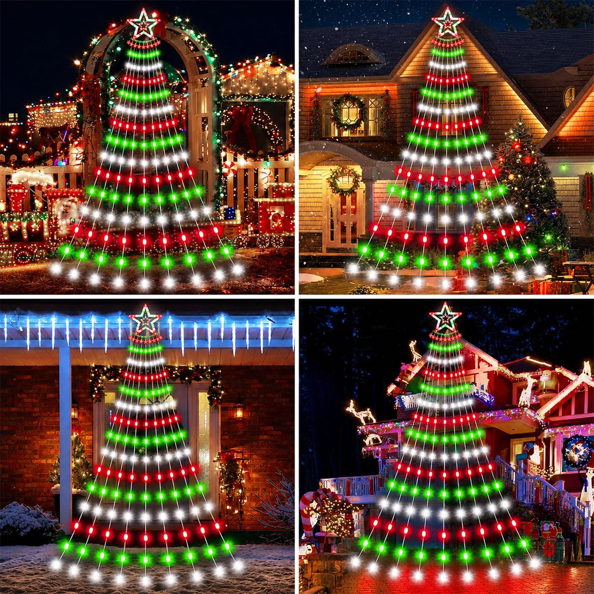 Luces solares para árbol de Navidad, 11.48 pies, 350 LED, rojo | Al...