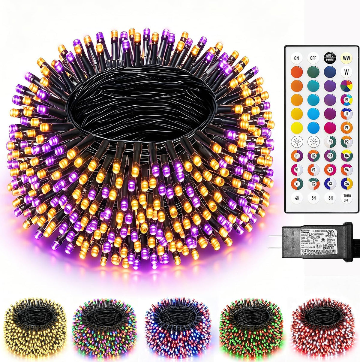 200 luces LED de Navidad que cambian de color, 35 colores de 66 pie...