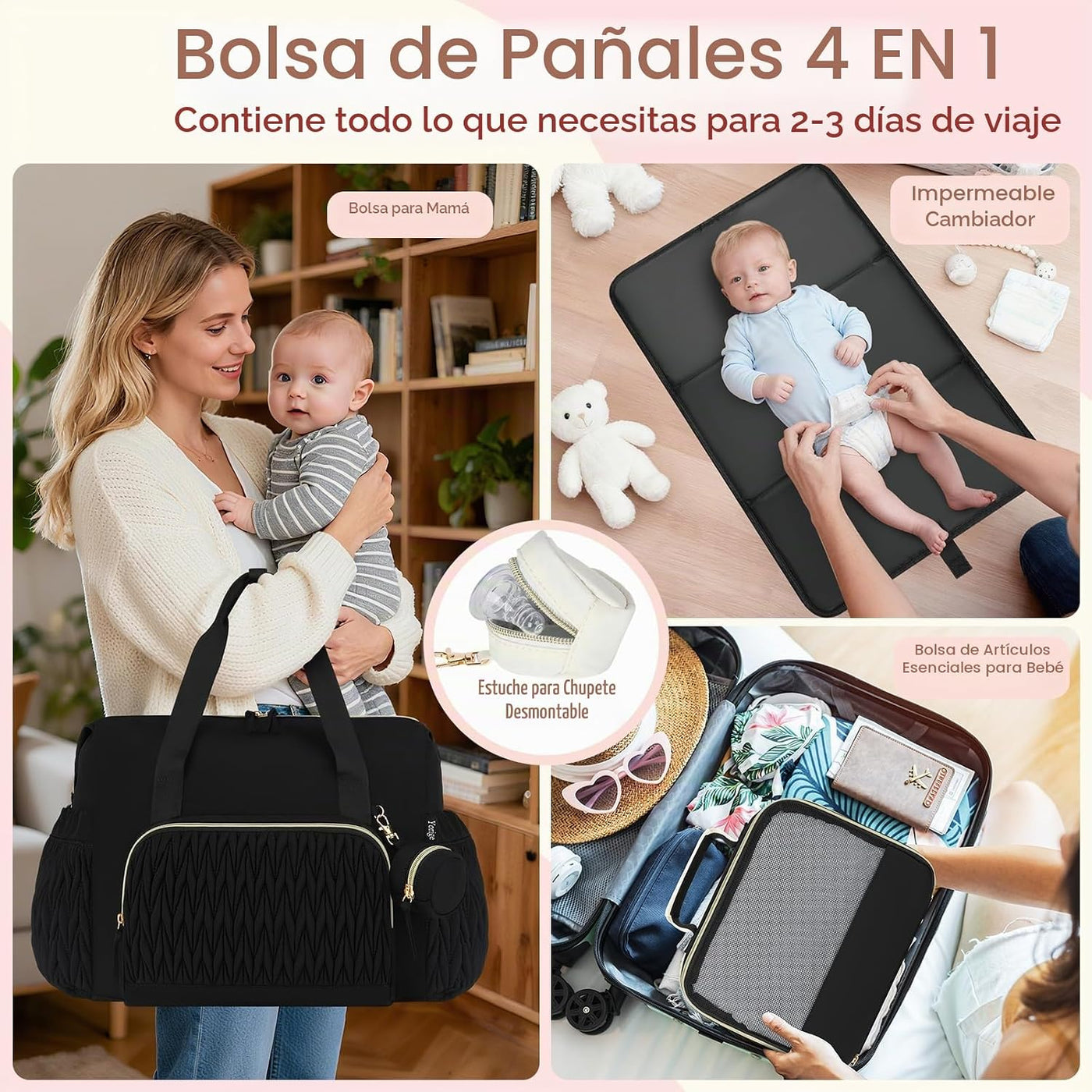 Bolsa de pañales para bebé, 6 unidades, bolsas de hospital grandes...