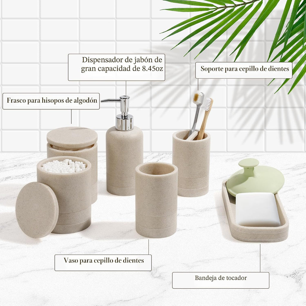 Juego de accesorios de baño, juego de accesorios de baño de 6 pieza...