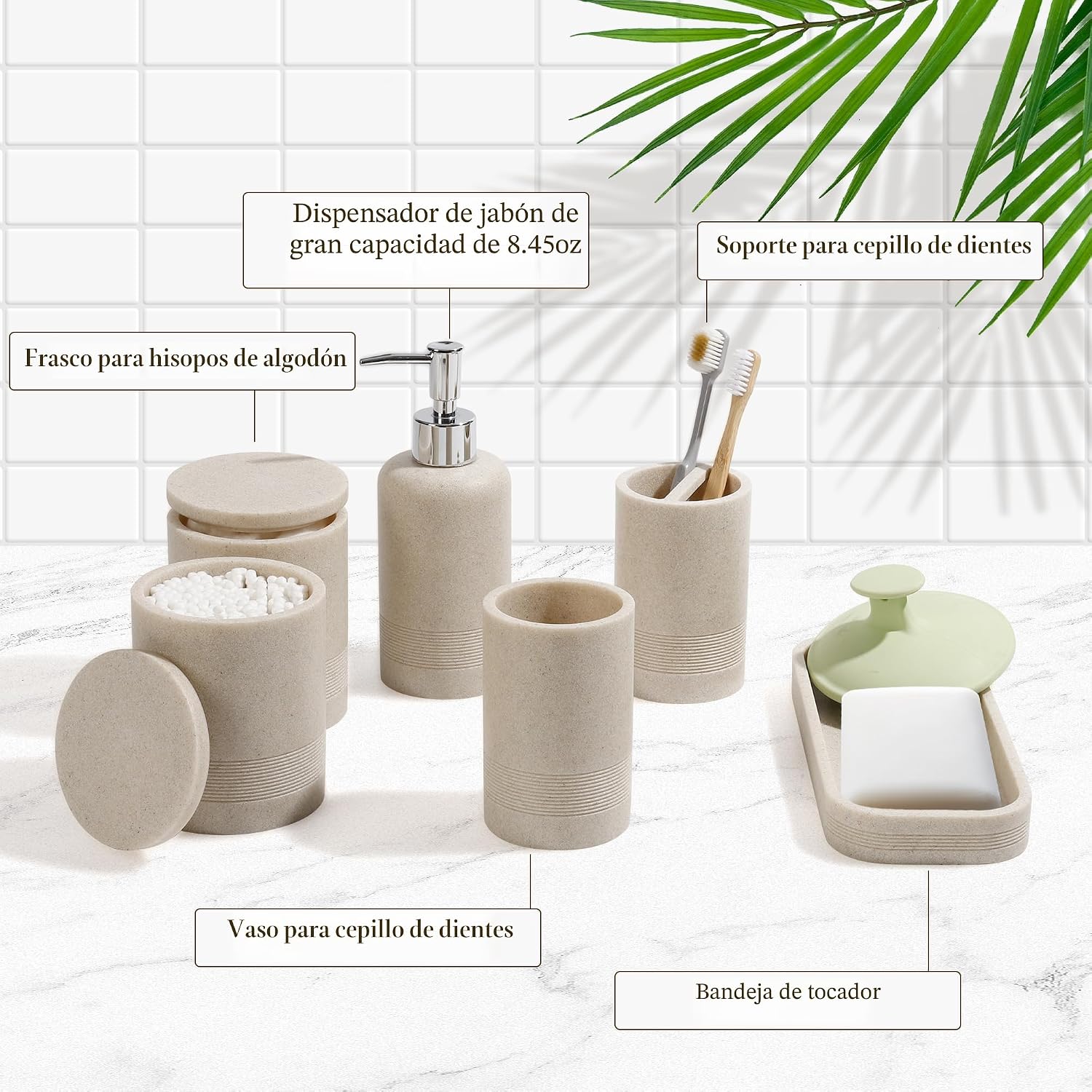 Juego de accesorios de baño, juego de accesorios de baño de 6 pieza...