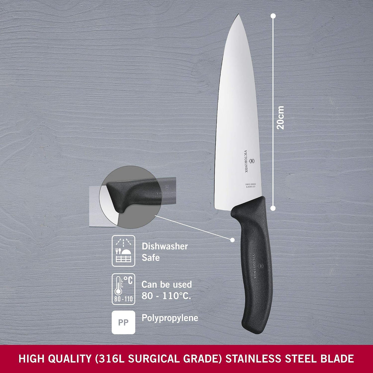 Victorinox Swiss Classic - Cuchillo de chef de 8 pulgadas con hoja...