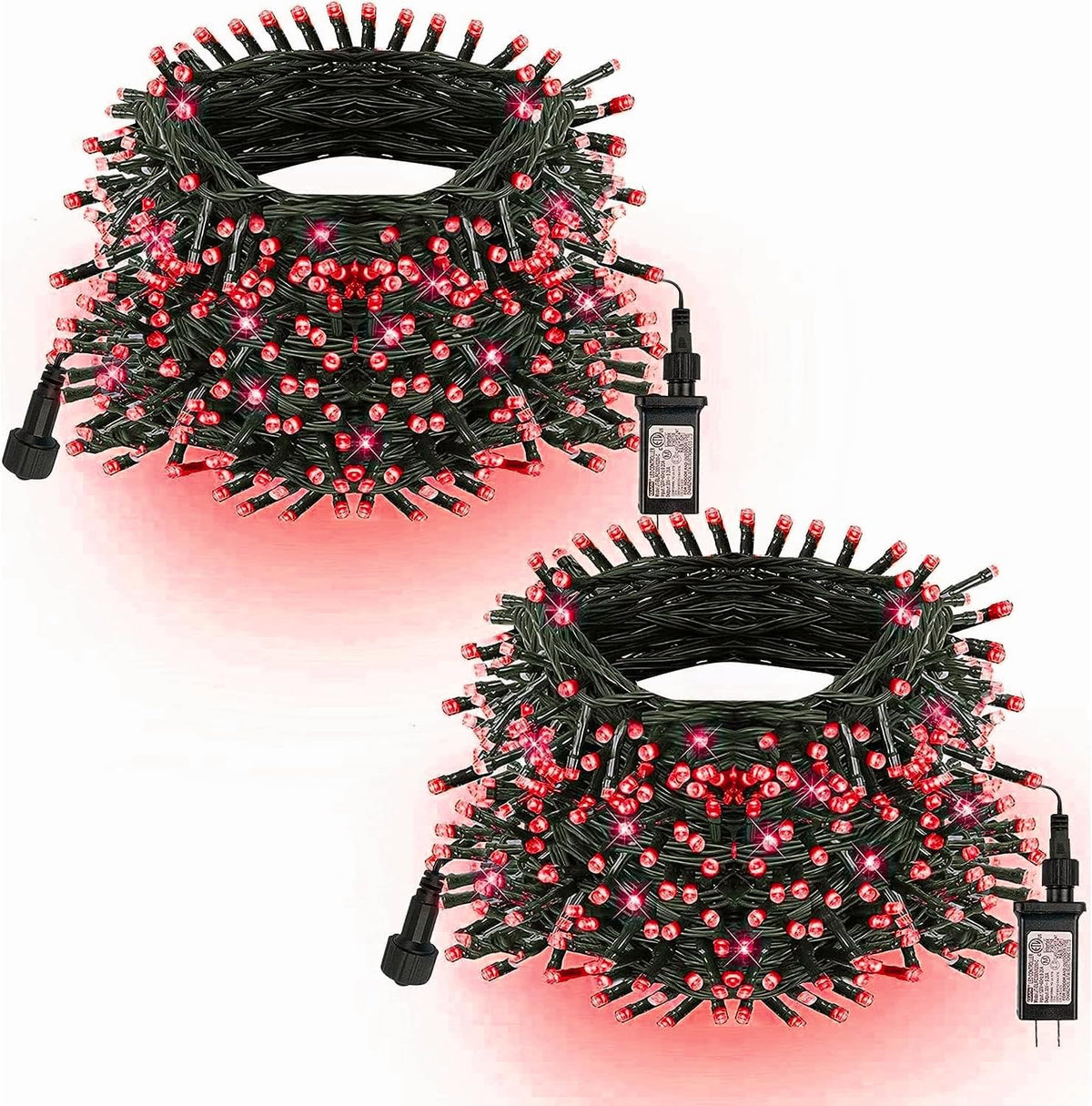 TW SHINE Luces navideñas rojas, 400 LED de 132 pies, luces navideña...