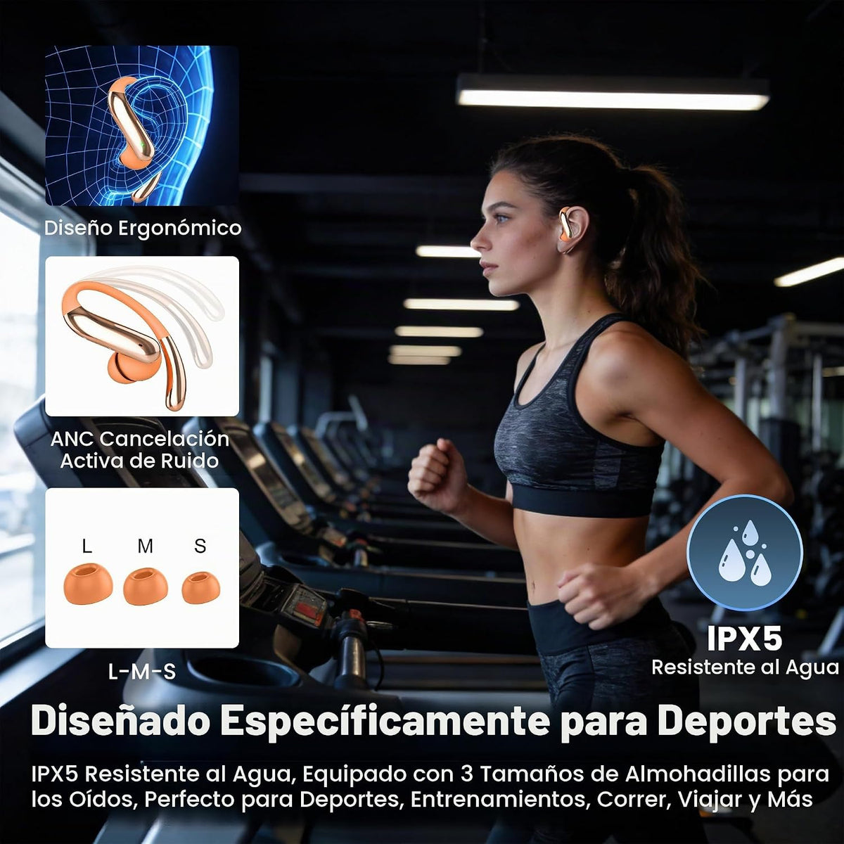 RichEast Auriculares inalámbricos con cancelación activa de ruido,...