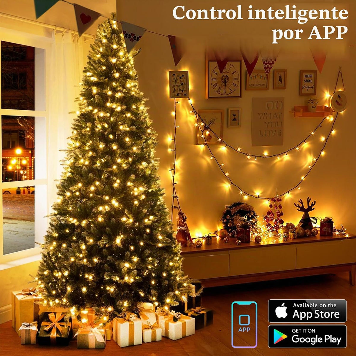 ODEETRONIC Luces Inteligentes para Árbol de Navidad, 98 pies, 300 L...