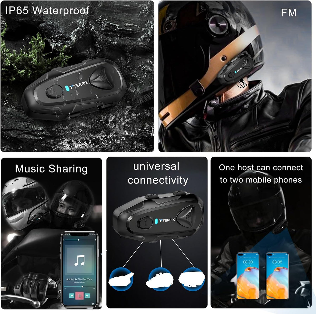YTerrix Q4 - Auriculares Bluetooth para motocicleta con cancelación...