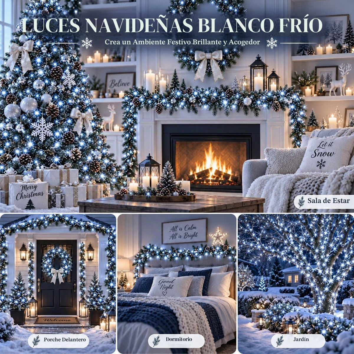 Cadena de luces de Navidad conectables de 42 pies con 100 luces LED...