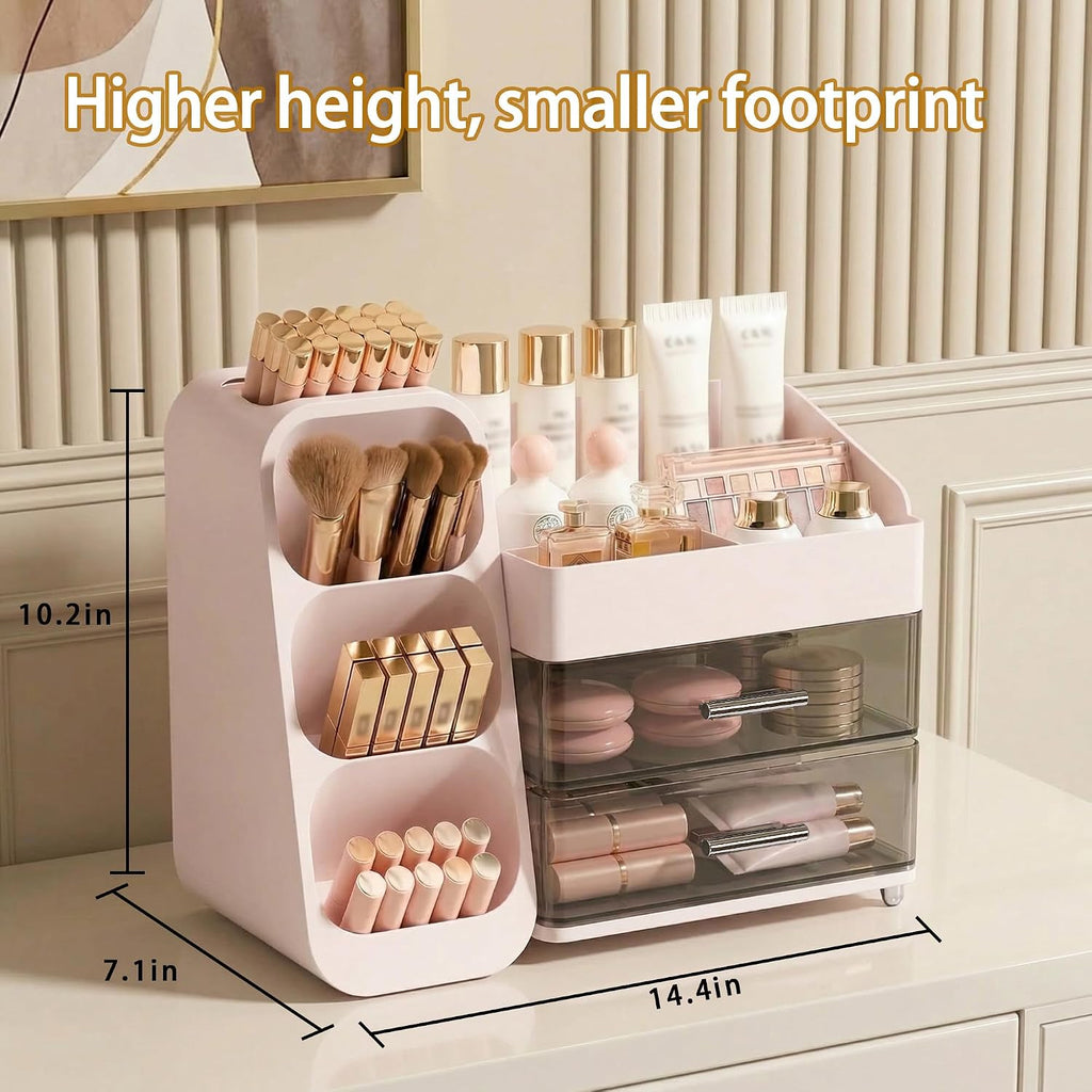 Organizador de maquillaje de gran capacidad con soporte para brocha...